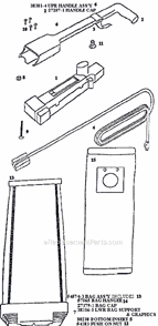 Page D Diagram and Parts List for 9856AT  Eureka Upright Vacuum