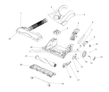 Base And Hood Diagram and Parts List for AS1101A  Eureka Upright Vacuum