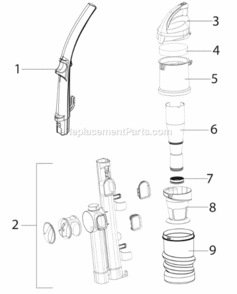 Part Location Diagram of 090289 Eureka Handle Assembly