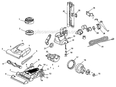 Page C Diagram and Parts List for AS5203A  Eureka Upright Vacuum