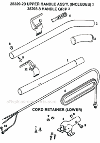Page B Diagram and Parts List for C2031E  Eureka Upright Vacuum