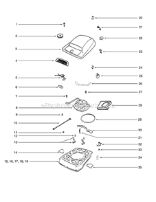 Base And Hood Diagram and Parts List for C2095A  Eureka Upright Vacuum