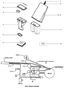Page E Diagram and Parts List for C2132A  Eureka Upright Vacuum