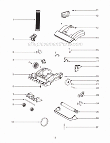 Page B Diagram and Parts List for C5712A-1  Eureka Upright Vacuum
