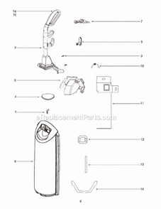 Page C Diagram and Parts List for C5712A-1  Eureka Upright Vacuum