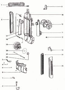 Page D Diagram and Parts List for HP5555A  Eureka Upright Vacuum