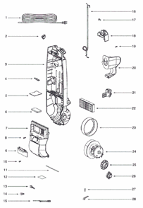 Page D Diagram and Parts List for R2901A  Eureka Upright Vacuum