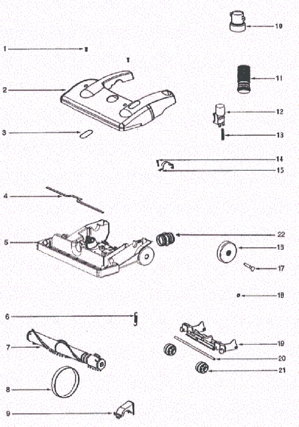 Page B Diagram and Parts List for HP5505A  Eureka Upright Vacuum