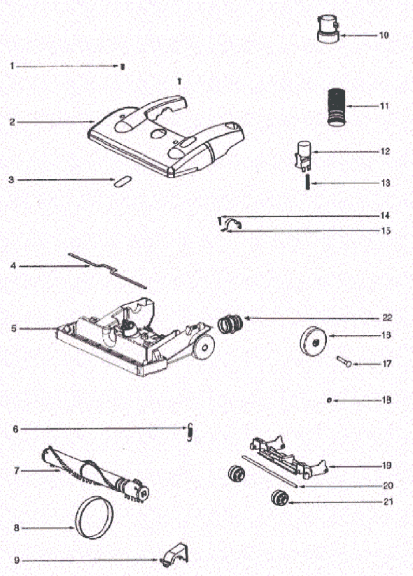 Page B Diagram and Parts List for HP5555A  Eureka Upright Vacuum