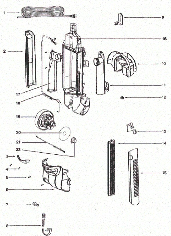 Page D Diagram and Parts List for HP5555A  Eureka Upright Vacuum