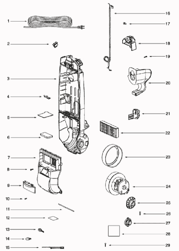 Page D Diagram and Parts List for R2900A  Eureka Upright Vacuum