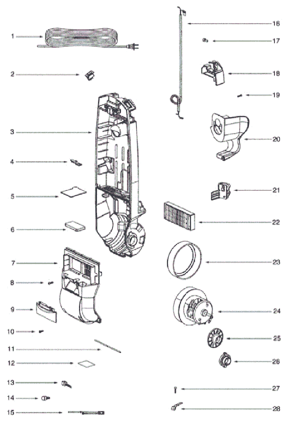 Page D Diagram and Parts List for R2901A  Eureka Upright Vacuum