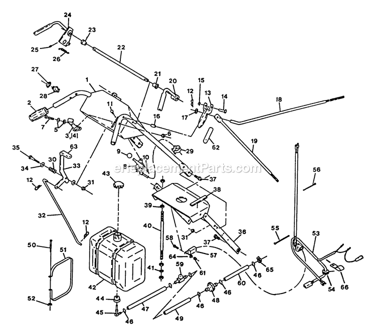 Upper Handle And Controls Diagram and Parts List for V4815KC (130000-149999)(1997) Exmark Lawn Mower