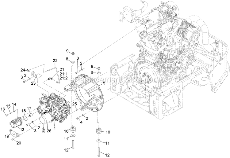 Transmission Assembly Diagram and Parts List for LZS88CDYM96RW0 (402082300-404314158)(2018) Exmark Lawn Mower