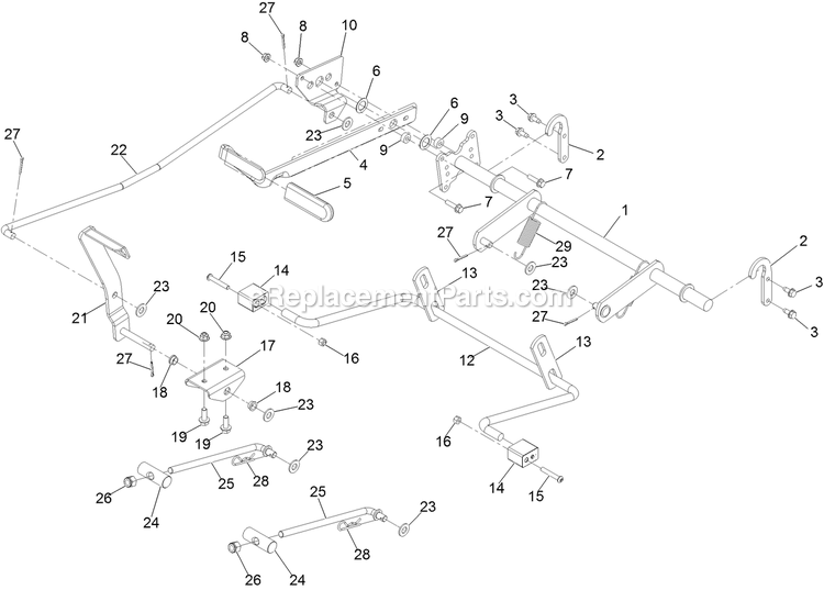 Deck Lift Assembly Diagram and Parts List for QZS708GEM60200 (402082300-404314158)(2018) Exmark Lawn Mower