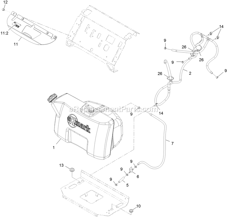 Fuel Assembly Diagram and Parts List for VTS740EKC60400 (402082300-404314158)(2018) Exmark Lawn Mower