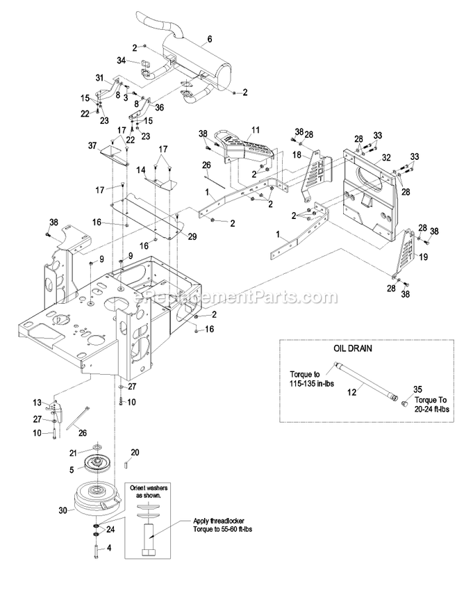 Engine Group Diagram and Parts List for LHP23KC523 (720000-789999)(2008) Exmark Lawn Mower