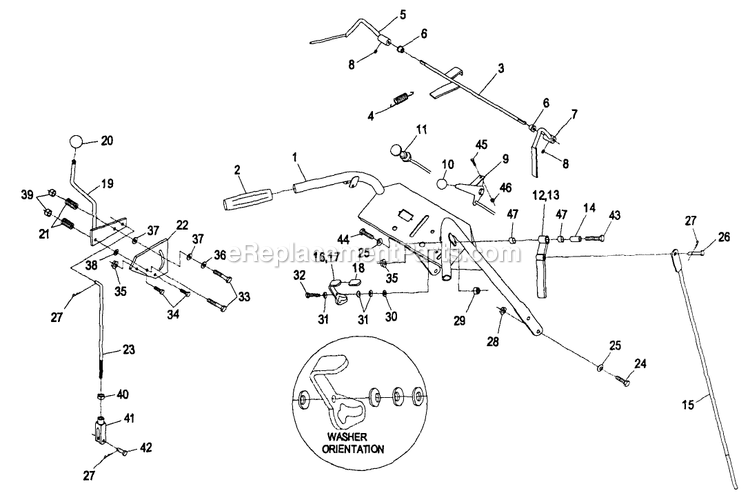 Handle And Controls Diagram and Parts List for TT19KA (190000-219999)(1999) Exmark Lawn Mower