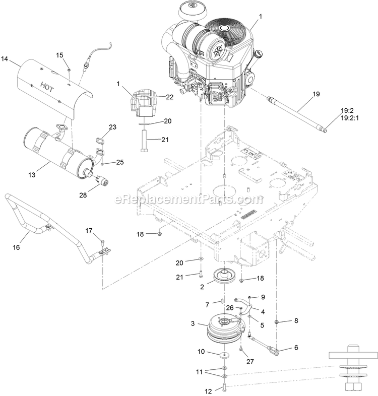 Engine Assembly Diagram and Parts List for TTX650EKC604N0 (402082300-404314158)(2018) Exmark Lawn Mower