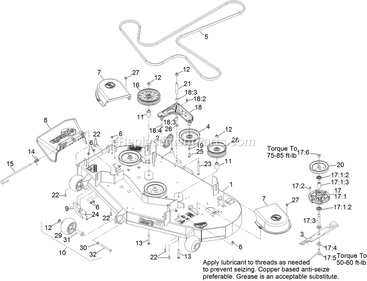 Deck Assembly Diagram and Parts List for PNE691KA522 (314000000-314999999)(2014) Exmark Lawn Mower
