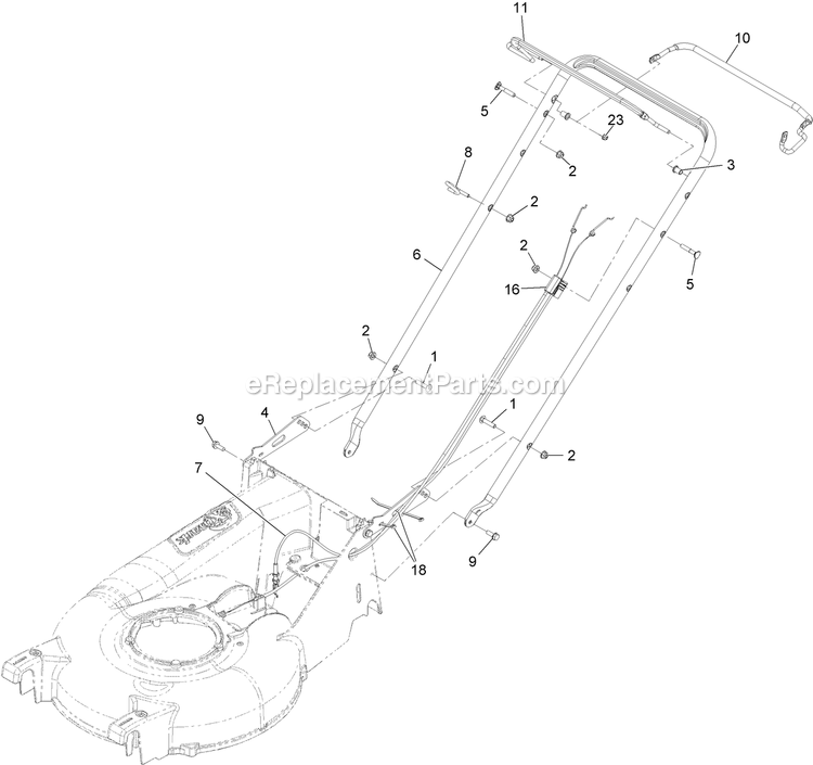 Handle Assembly Diagram and Parts List for ECS180GKA21000 (400000000-402082299)(2017) Exmark Lawn Mower