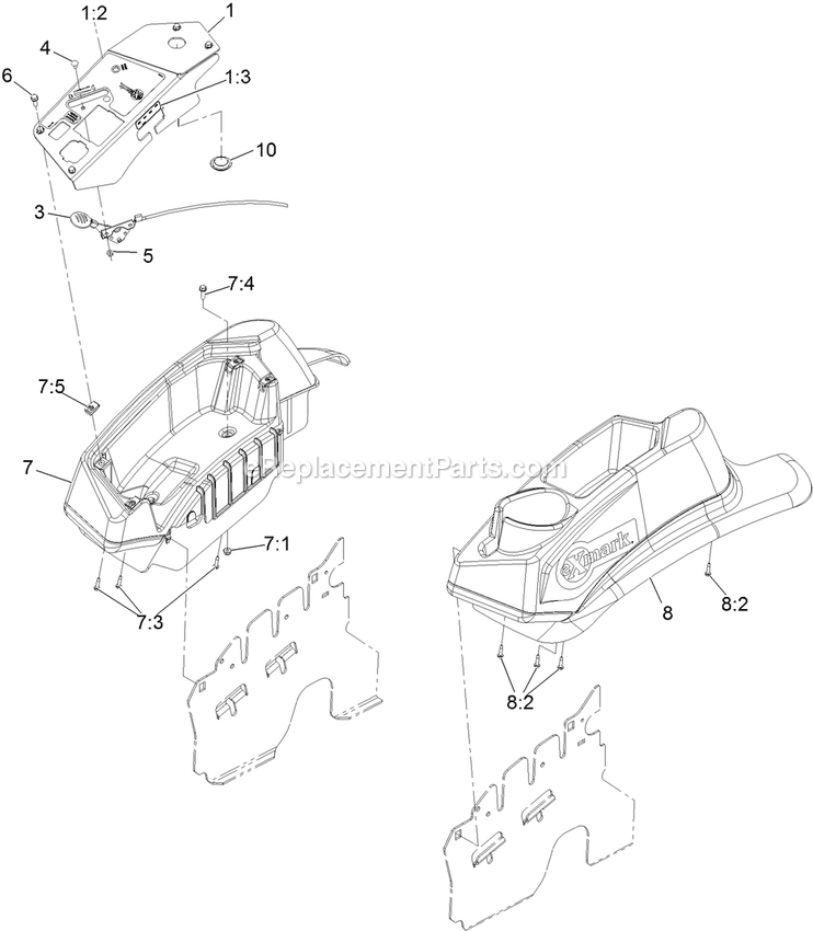 Controls Assembly Diagram and Parts List for LZX749EKC606 (312000000-312999999)(2012) Exmark Lawn Mower