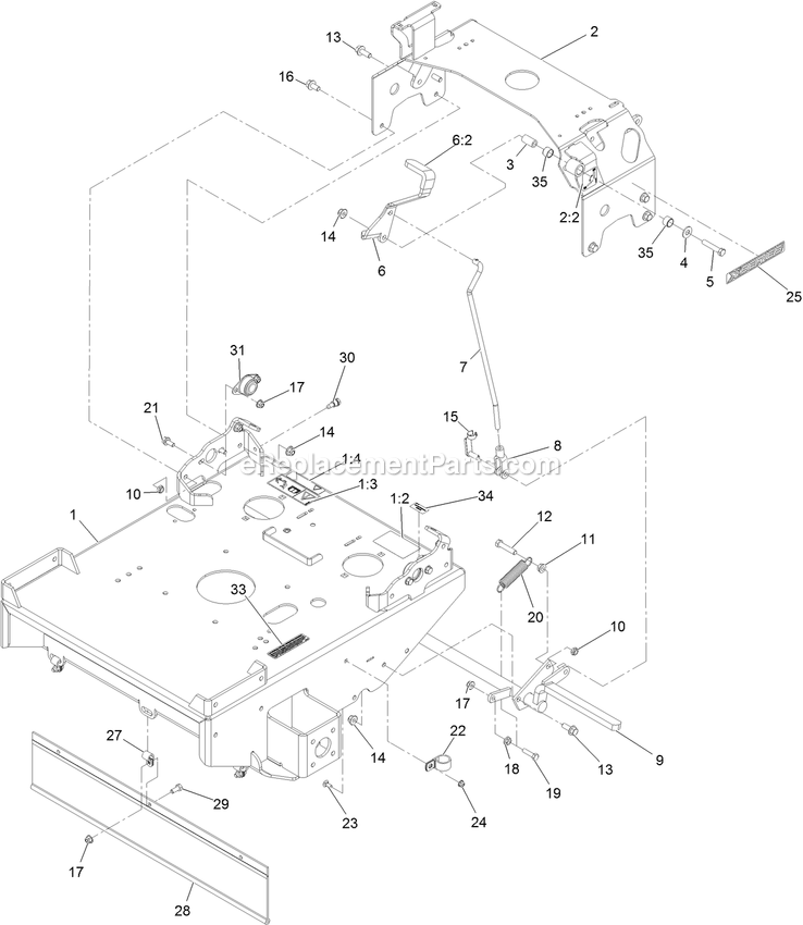 Engine Deck Assembly Diagram and Parts List for TTX680PKC60400 (402082300-404314158)(2018) Exmark Lawn Mower