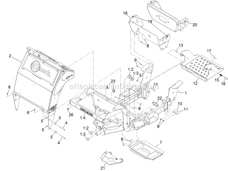 Frame Assembly Diagram and Parts List for SSS270CSB00000 (316000000-399999999)(2016) Exmark Sprayer