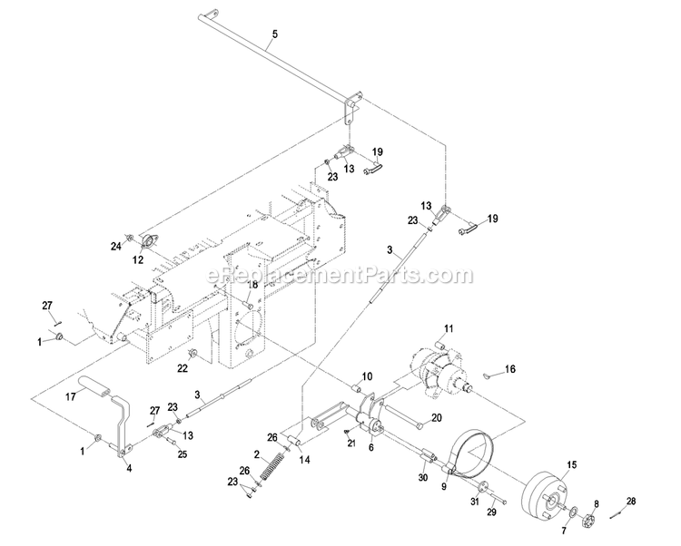 Park Brake Group Diagram and Parts List for LAS25KC604N (720000-789999)(2008) Exmark Lawn Mower