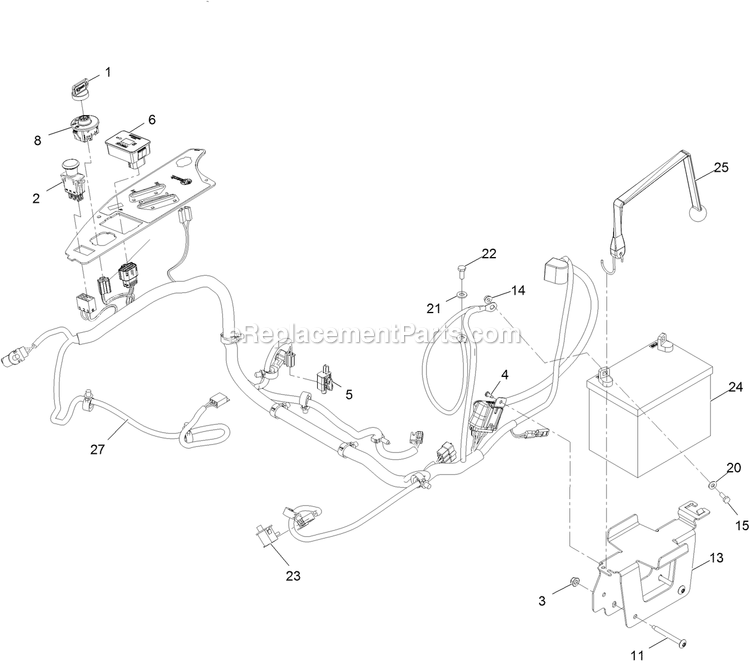 Electrical Assembly Diagram and Parts List for RAS730GKA603A3 (411294212-999999999)(2022) Exmark Lawn Mower