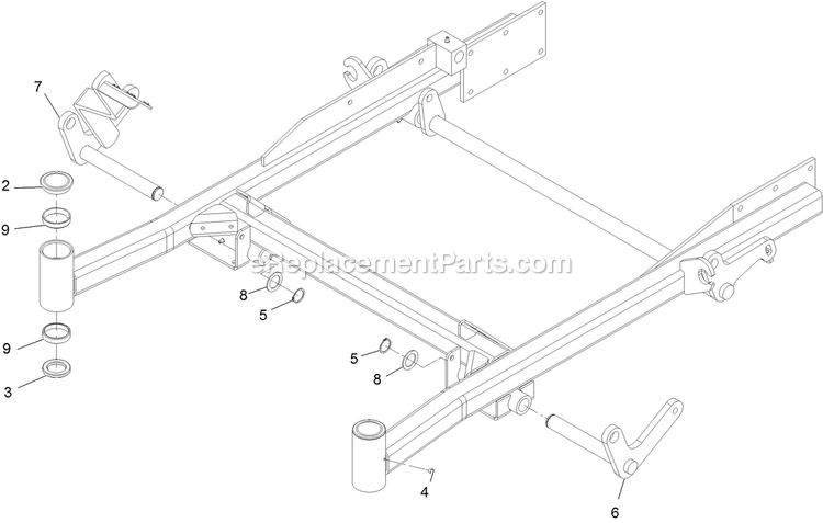 Front Frame Assembly (2) Diagram and Parts List for LZDS902K60RD (313000000-313999999)(2013) Exmark Lawn Mower