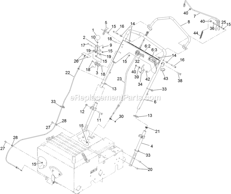 Handle Assembly Diagram and Parts List for SD270SB20 (314000000-314999999)(2014) Exmark Seeder