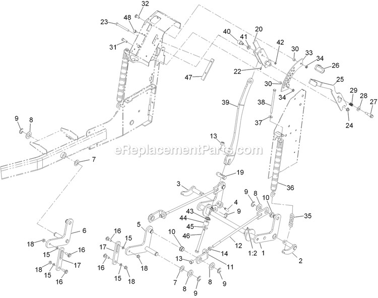 Deck Lift Assembly Diagram and Parts List for VT24KA484CA (920000-999999)(2011) Exmark Lawn Mower