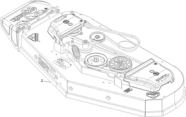Complete Deck Assembly Diagram and Parts List for VT25EKC524 (920000-999999)(2011) Exmark Lawn Mower