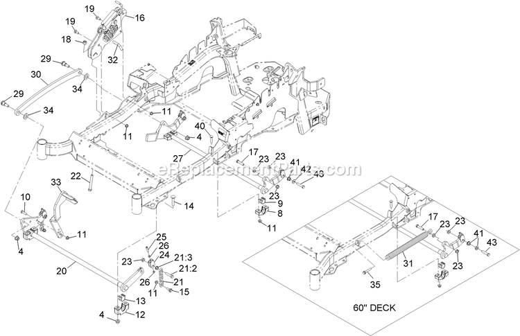 Deck Support Group Diagram and Parts List for LZA20KAS484 (850000-919999)(2010) Exmark Lawn Mower