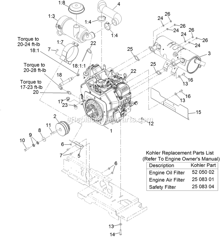 Engine Assembly Diagram and Parts List for NV640KC48 (313000000-313999999)(2013) Exmark Lawn Mower