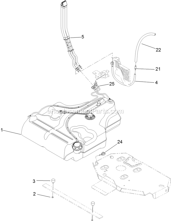 Fuel Tank Mounting Assembly Diagram and Parts List for LZS801KA524 (314000000-314999999)(2014) Exmark Lawn Mower