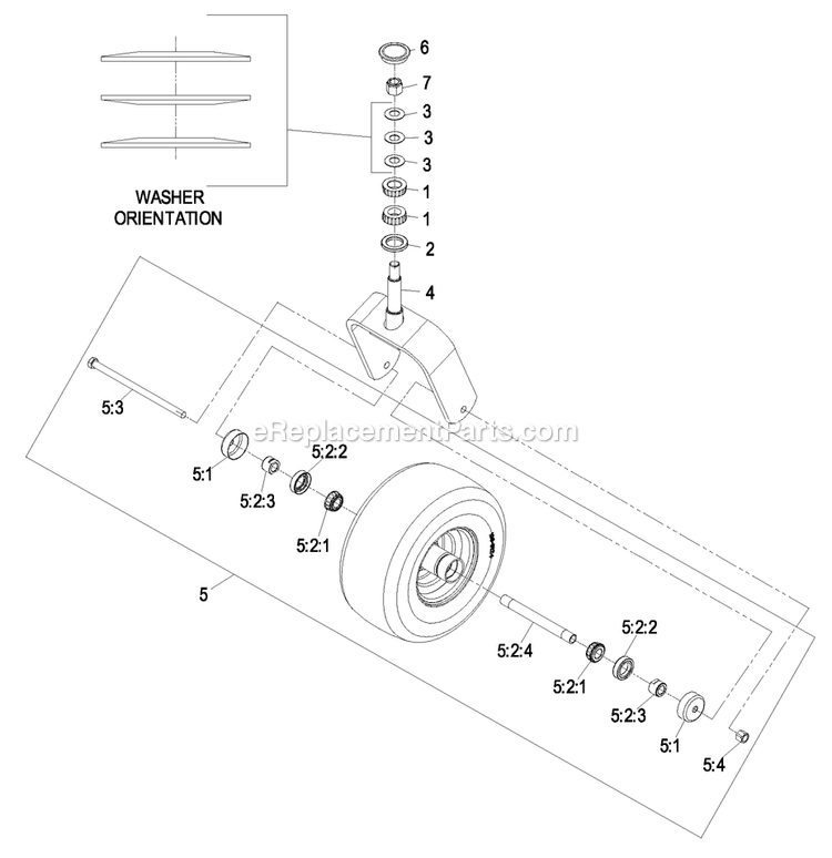 Caster Wheel Assembly (2) Diagram and Parts List for LZAS29KA724LP (850000-919999)(2010) Exmark Lawn Mower