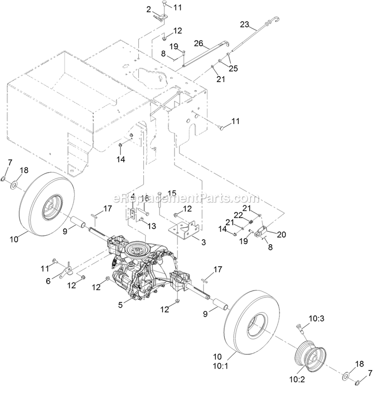 Transmission Assembly Diagram and Parts List for SD270SB20 (313000000-313652087)(2013) Exmark Seeder