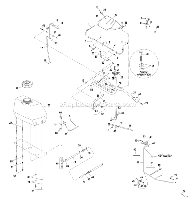 Ecs Upper Handles And Controls Diagram and Parts List for M17KA362CA (790000-849999)(2009) Exmark Lawn Mower