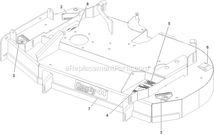 Deck With Decals Assembly Diagram and Parts List for PNS600KA443 (313000000-313999999)(2013) Exmark Lawn Mower