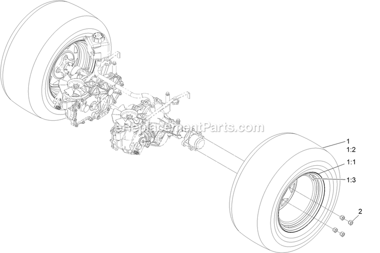 Rear Wheel Assembly Diagram and Parts List for RAX730GKA604A3 (408644346-411294211)(2021) Exmark Lawn Mower