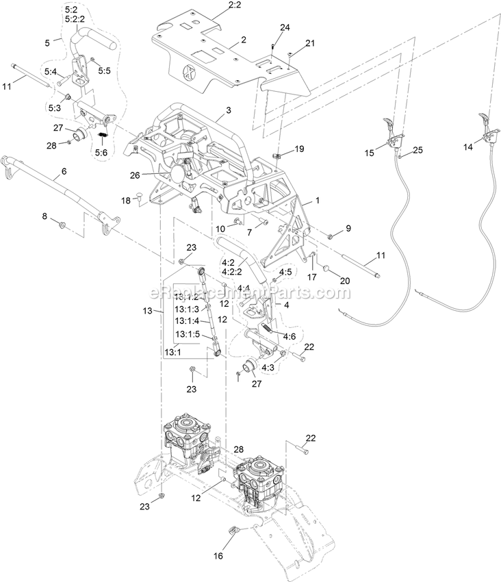 Controls Assembly Diagram and Parts List for STS651GKA48400 (404314159-406294344)(2019) Exmark Lawn Mower