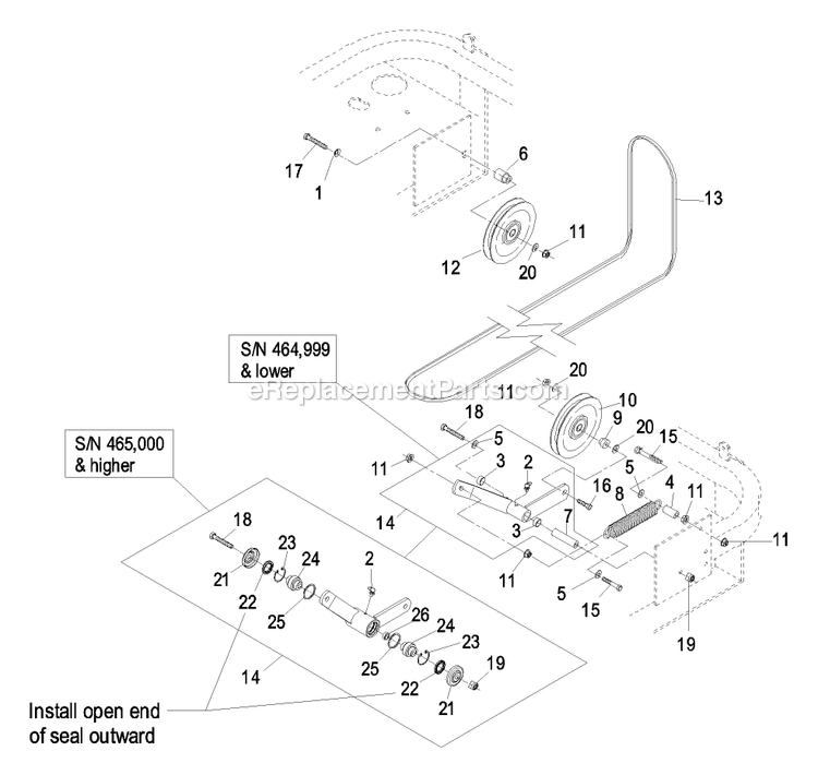 Engine Deck Group (1) Diagram and Parts List for LZ20KC524AS (440000-509999)(2004) Exmark Lawn Mower