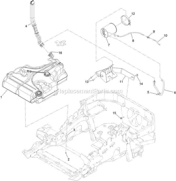 Fuel Assembly Diagram and Parts List for LZS742CKC60400 (315000000-315999999)(2015) Exmark Lawn Mower
