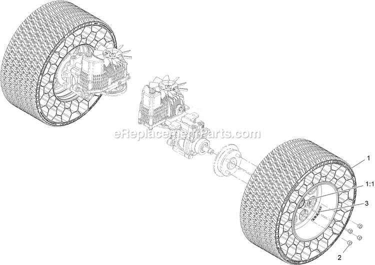 Rear Wheel Assembly Diagram and Parts List for LZX921GKA726A5 (408644346-411294211)(2021) Exmark Lawn Mower