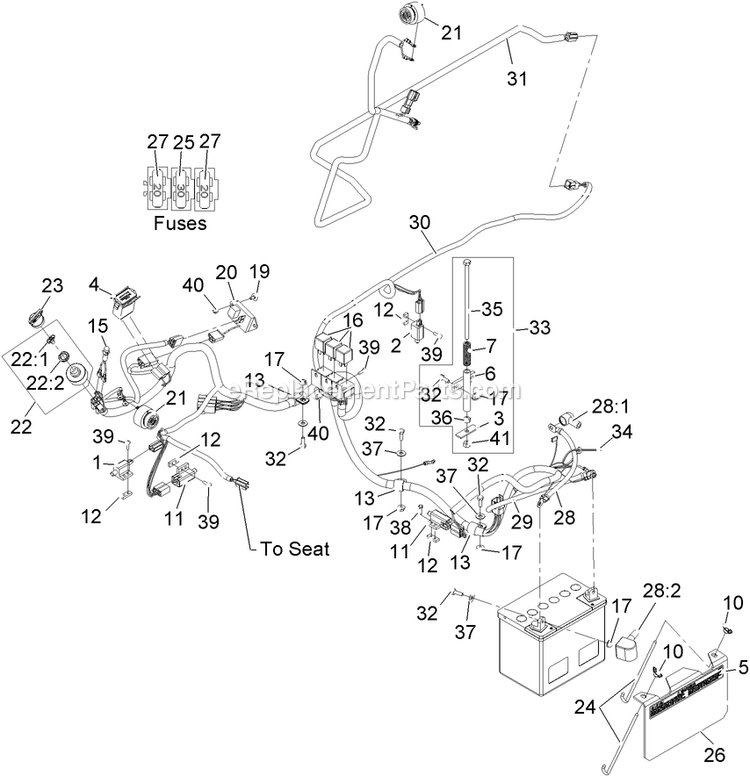 Electrical Assembly Diagram and Parts List for NV20KC (920000-999999)(2011) Exmark Lawn Mower