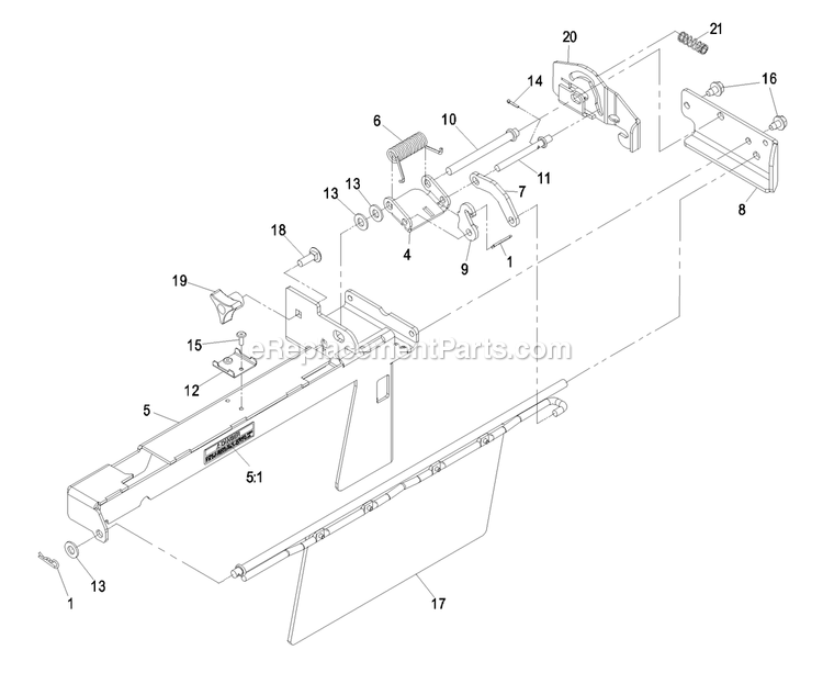 Gate Linkage Assembly Diagram and Parts List for OCD02 2009 Exmark Lawn Tractor Accessories