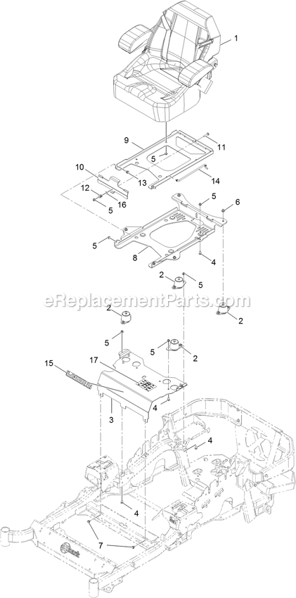 Seat Assembly Diagram and Parts List for LZS749AKC72400 (316000000-316999999)(2016) Exmark Lawn Mower