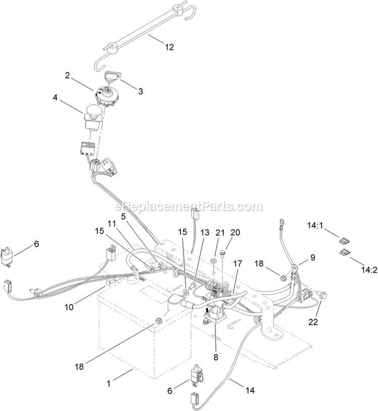Electrical Assembly Diagram and Parts List for QT24KA501 (920000-999999)(2011) Exmark Lawn Mower